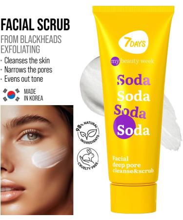 7DAYS Face Scrub with Soda Zinc and Vitamin C | Nourishing Skin Exfoliating Soda Scrub with Fruct Extracts | Korean Skincare for All Skin Types 80 ml  - Buy Online on GoSupps.com