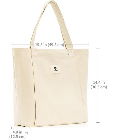 Moyaqi Canvas Tote Bag with Yoga Mat Carrier Pocket - Versatile Carryall for Office, Workout, Pilates, Travel, Beach, and Gym - Beige - Buy Online on GoSupps.com