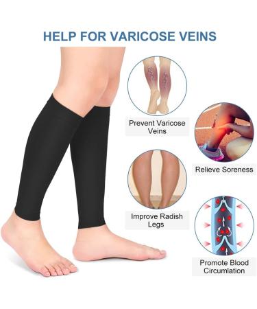 Buy Compression Socks 20-30mmHg | Calf Compression Sleeves for Varicose Veins Shin Splints & Recovery | Footless Design for Travel & Sports - Unisex Black Medium - Buy Online on GoSupps.com