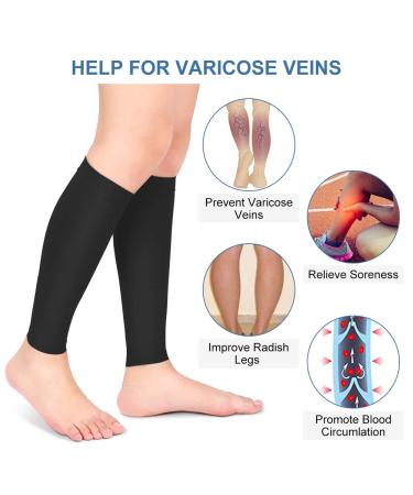 Calf Compression Sleeves 20-30mmHg Graduated Pressure for Swelling & Varicose Veins - Black-M - Buy Online on GoSupps.com