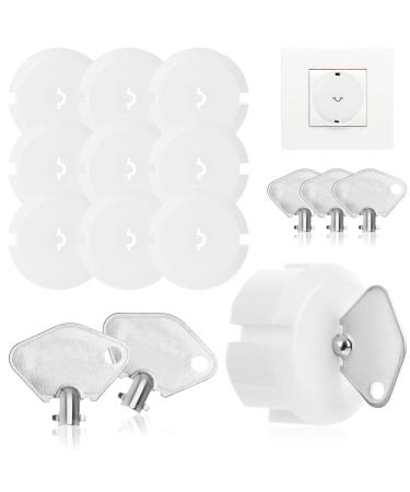 COM -FOUR 10x sockets of child locking - child locking socket with a metal key - sockets protection for babies and toddlers (10 pieces)