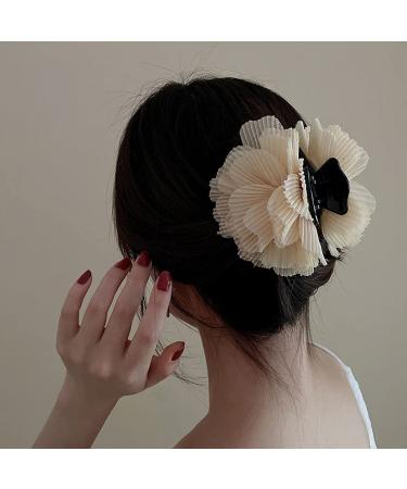 Sleek Silk Flower Hair Claw Clip Ponytail Holder for Women - Hair Accessories - Buy Online on GoSupps.com