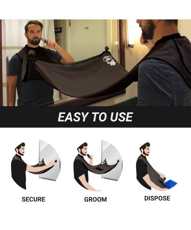 Captain Jax Beard Apron & Hair Catcher with Bag | Non-Stick Beard Cape for Trimming | Strong Suction Cup | Mirror Protector Net | Black - Buy Online on GoSupps.com