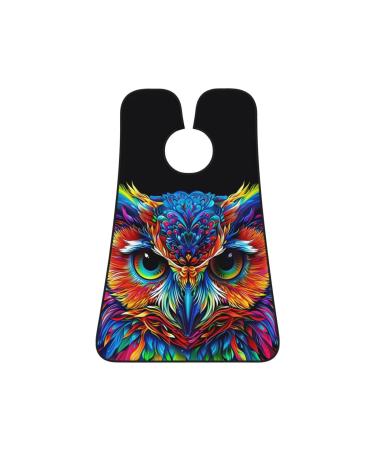 colorful owl Print Beard Bib Apron Non-Stick Beard Men's Hair Catcher for Shaving Gifts for Men. One Size Black1