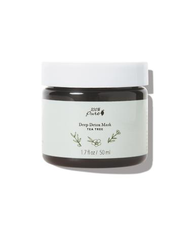 100% PURE Tea Tree Deep Detox Face Mask & Deep Pore Cleanse Natural Skin Care Unclog & Detoxify Acne Blemish Treatment For Oily Skin - Vegan - 1.7oz