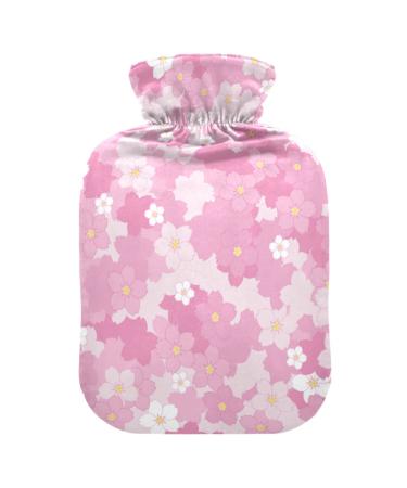 Heat bottle with cover 1 l of durable warm-up bag for hand feet shoulder and neck pain cramps heating skills and heat therapy patterns of pink cherry blossoms spring colors