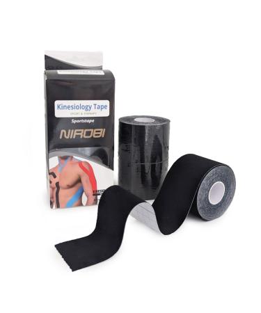 NIROBI Sports Flex Kinesiology Tape (3 Rolls pack) - Cotton Therapeutic Sports Tape Pro for Shoulder Knee Elbow Ankle Waterproof Breathable Latex-free - 2' x 16.4 Feet (5CM by 5M) Per Roll