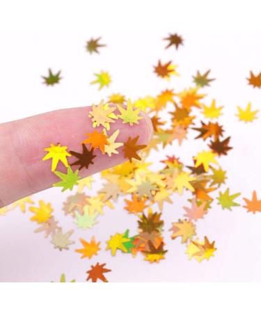 Fall Nail Art Stickers - Thanksgiving Sequins Decals in Green, Orange, Gold, and Red | Autumn Gradient Maple Leaf Design for Manicure - Buy Online on GoSupps.com