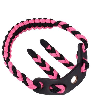 GPP Bow Wrist Sling 550 Paracord - Survival Hunting Shooting - Durable Leather Black/Pink