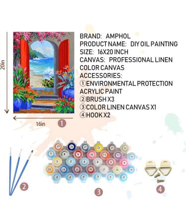 Amphol DIY Paint by Number Kit - Acrylic Painting for Beginners - Door to The Beach Design - 16x20 - Gift and Home Wall Decor - Buy Online on GoSupps.com