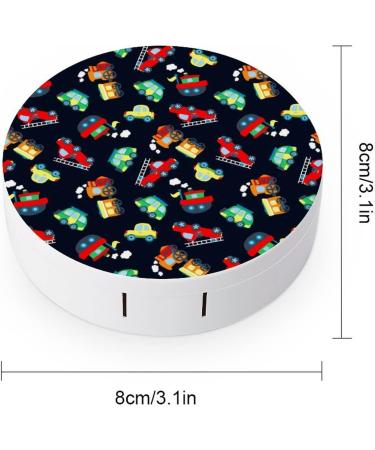 Cute Little Vehicles Round Case For Contact Lens Kit Storage Box with Mirror Printed - Buy Online on GoSupps.com