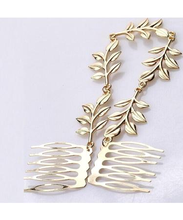 Yueton 2pcs Fashion Ladies Athena Olive Branch Tassel Leaf Hair Clips - Bride Headwear Boho Headbands - Buy Online on GoSupps.com