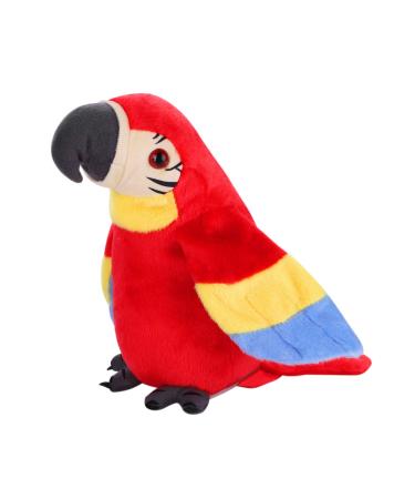 ITODA Electric Talking Parrot Plush Toy for Kids Electronic Pet Educational Toys Cute Talking Parrot Toy Doll Lovely Speaking Record Repeat Dance Waving Wings Bird Baby Birthday Gifts (Red-2)