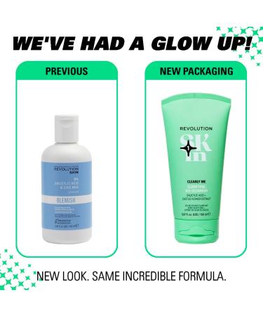 Revolution SKin Clearly Me Clarifying Cleansing Gel Gel Detergente Purificante per Pelli Impure e Miste Vegano e Cruelty-Free 150ml Clear 150 ml (Lot de 1) - Buy Online on GoSupps.com