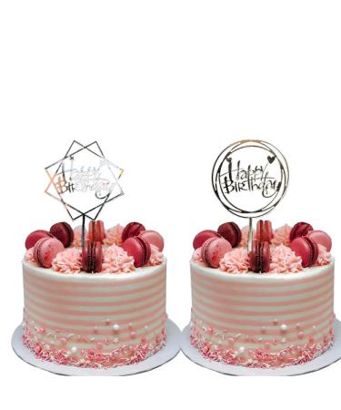 2Pcs Happy Birthday Cake Toppers Gold Acrylic Cake Decorations for Father Mother Girls Kids Baby Birthday Party Cupcake Toppers Cake Decorations Supplies (2Silver Birthday Cake Toppers)