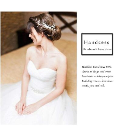 Handcess Bride Wedding Crystal Hair Vine Pearl Silver Headpiece Rhinestone Bridal Hair Accessories for Women and Girls (Silver) - Buy Online on GoSupps.com