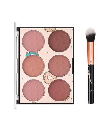 KAYNEST 6 Colors Matte Blush Palette, Rose Pink Light-Luxury Face Blush Palette with a Marble Makeup Brush, Contour & Highlight Face for a Shimmery or Matte Palette (#B - Matte Blush)