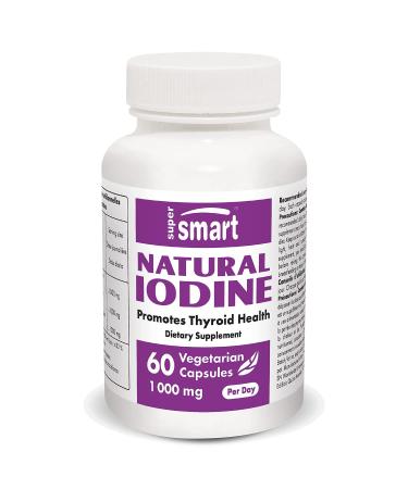 Supersmart - Natural Iodine 1000 mg Per Day - Standardized to 650 ppm of Iodine - Thyroid & Healthy Nervous System Support Supplement | Non-GMO & Gluten Free - 60 Vegetarian Capsules