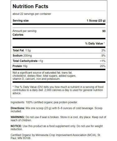 Swanson 100% Organic Non-GMO Pea Protein Powder 1.1 lb (503 g) for Healthy Nutrition | Best Plant-Based Protein Online - Buy Online on GoSupps.com