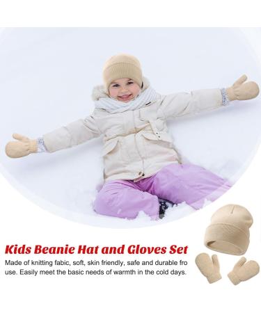 XYIYI Newborn Baby Winter Beanie Hat Mitten Set - Warm Knitted Hat Glove Set for Boys Girls 3-18 Months (Beige) - Buy Online on GoSupps.com