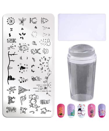 3-piece nail design stamping plate set with silicone stamp and scraper made of stainless steel nail art image templates set J21
