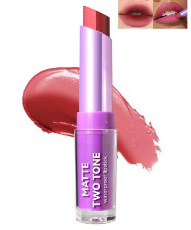 Lestpola Twotone lipstick matte lip balm longlasting lipstick waterproof lipstick creamy lightweight texture blendable tinted lip gloss for multilip makeup effect Thanksgiving