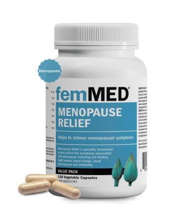 femMED Menopause Relief - Safely Helps Relieve 12 Menopausal Symptoms: Hot Flashes Night Sweats Irritability Mood Swings Sleep Disturbances Low Energy and more. Dr Formulated by Canadian Doctors. (120 Count - 60 Day Supply Take 1 Twice Daily) 120 count (P