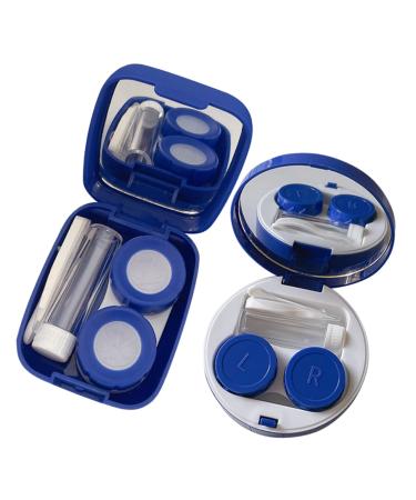 Solustrie 2st Colored Contact Lenses Contact Lens container with mirror eye contact case cosmetic carrier - case mini plastic container Cute contact lens kit pp frame travelable