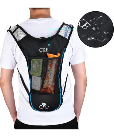 CKE Hydration Backpack with 2L Hydration Bladder | Water Backpack for Hiking, Running, Cycling | Blue-Black - Buy Online on GoSupps.com
