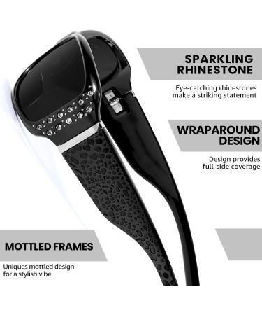 Bifocal Reading Sunglasses for Women - UV400 Protection Wrap Readers with Rhinestones - IF8166 Black 2.0x - Buy Online on GoSupps.com