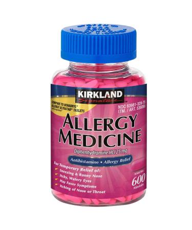 Kirkland Signature Allergy Medicine 25 mg 600 Minitabs (5 Pack)