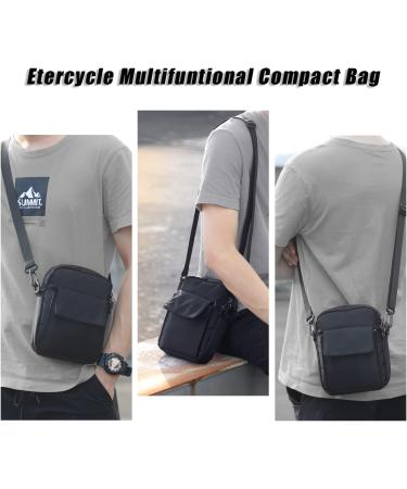 Etercycle Small Crossbody Bag - Lightweight Water Resistant Satchel for Men & Women | Mini Side Shoulder Bag with Headphone Plug & Outer Pocket (Black) - Buy Online on GoSupps.com
