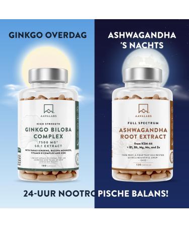 AAVALABS Ginkgo Biloba High Dose 7500mg 501 Extract Bacopa Monnieri Ginseng and Ginkgo Biloba Herbal Supplements with Vitamin B6 B1 B2 & Zinc 180 Nootropic Capsules - Buy Online on GoSupps.com
