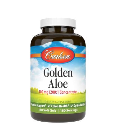 Carlson - Golden Aloe 100 mg (200:1 Concentrate) Digestive Support & Colon Health Optimal Wellness 180 Softgels