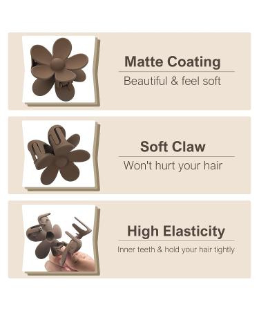 8Pcs 3.5 Inch Hair Claw Clips for Thick Hair - Cute Flower & Matte Square Styles | Strong Jaw Clips for Women - Buy Online on GoSupps.com