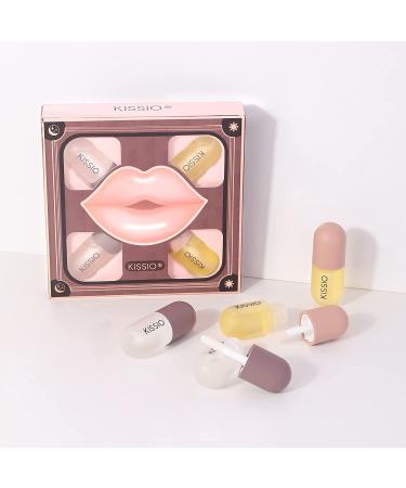 KISSIO Lip Plumper Set - Natural Lip Care Gloss for Beautiful, Moisturized Lips - 4PCS, 5.5ml Each - Buy Online on GoSupps.com