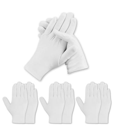 3 pairs of cotton gloves white gloves moisturizing gloves fabric gloves made of 100% cotton jersey gloves soft protective gloves white (size L or 27 cm)