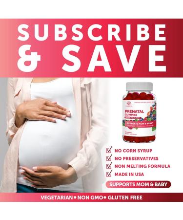 Prenatal Vitamin Gummies with Iron & Folic Acid - Non-GMO Chewable Multivitamin for Women - 30 Day Supply, 60 Count - Gelatin & Corn Syrup Free - Buy Online on GoSupps.com