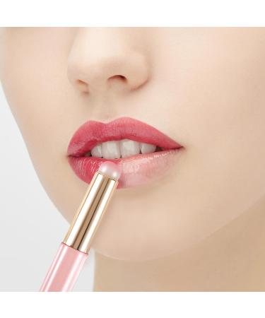 2pcs Silicone Lip Brush Set - Portable Round Head Applicator for Lipstick Lip Gloss & Makeup - Reusable Tool with Cover - Pink - Buy Online on GoSupps.com