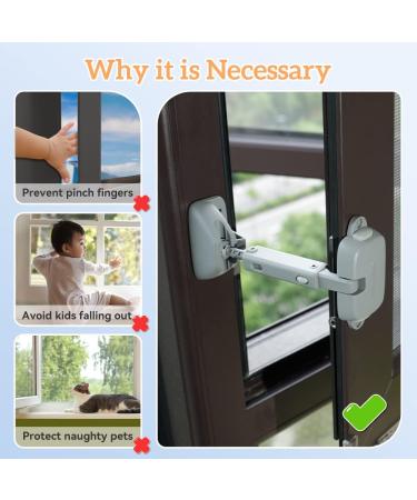 SAFELON Adjustable Window Gap Size Baby Safety Window Restrictor Childproof Window Safety Lock for Kids&Pets Easy to Install and Use (2 Pcs Grey) 2 Pcs Grey - Buy Online on GoSupps.com