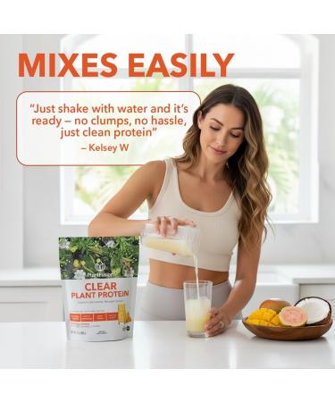PlantFusion Clear Protein Powder with Pea Protein Peptides - 20g Fast-Absorbing in Water 90 Calories Zero Sugar Premium Alternative to Clear Whey - 16 oz - Buy Online on GoSupps.com