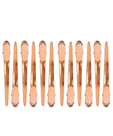 12pcs Rose Gold Hair Clips Hairpin Set - Salon Clamp Grips for Hairdressers | Durable Duckbill Hair Accessories - Buy Online on GoSupps.com