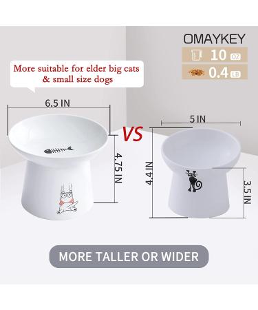 Extra Wide Ceramic Raised Cat Bowls - Set of 2 White - Elevated Porcelain Pet Food and Water Dishes for Big Cats and Small Dogs - Buy Online on GoSupps.com