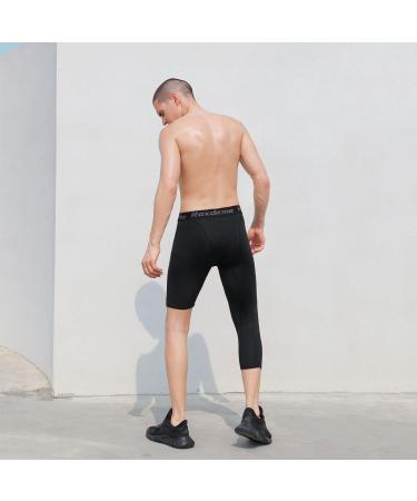 Roxdme 2 Pack Men's 3/4 Compression Capri Tights Pants - Black/White - Medium - Buy Online on GoSupps.com