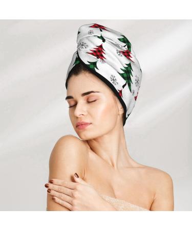 Buffalo Plaid Christmas Trees Microfiber Hair Towel | Super Absorbent Quick Dry Wrap for Long Curly & Thick Hair - Buy Online on GoSupps.com