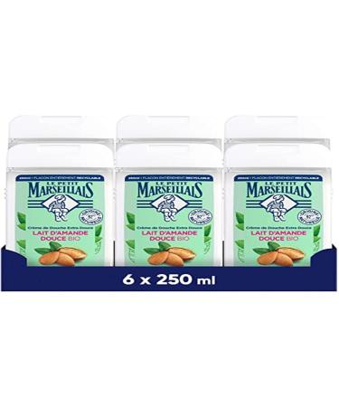 Le Petit Marseillais Le Petit Marseillais Shower Cream Extra Mild Organic Sweet Almond Milk (Set of 6 Bottles of 250 ml) - Shower Gel with 92% Nat