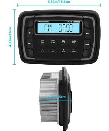 Marine Stereo Radio FM/AM USB for ATV UTV RZR XP900 Motorcycle Boat Golf Cart Truck SPA - Bluetooth Compatible Sound System - Buy Online on GoSupps.com