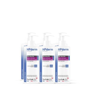 Sorifa Laboratory 6 pieces HPderm shower gel high color power 2in1 body and hair especially for sensitive skin tattoos weakened hair frequent use pH neutral without soap pump 500 ml