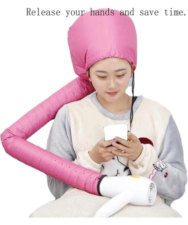 Lopsity Bonnet Hood Hair Dryer Attachments Adjustable Hooded Hair Drye Cap with Elastic Band and Extension Hose Steam Cap for Women Girls Drying Styling Deep Conditioning (PINK) - Buy Online on GoSupps.com