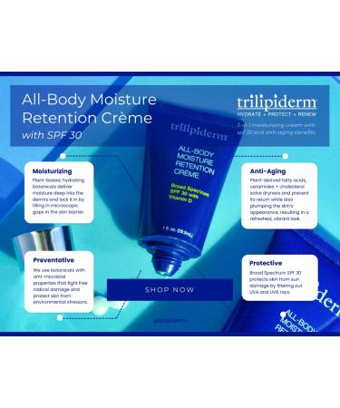 Trilipiderm All-Body Moisture Retention Cr me w/SPF 30 - Vitamin D Sunscreen Non-Greasy Hydrating Sun Lotion Plant-Derived Lipids Airless Pump - 8 Oz - Buy Online on GoSupps.com